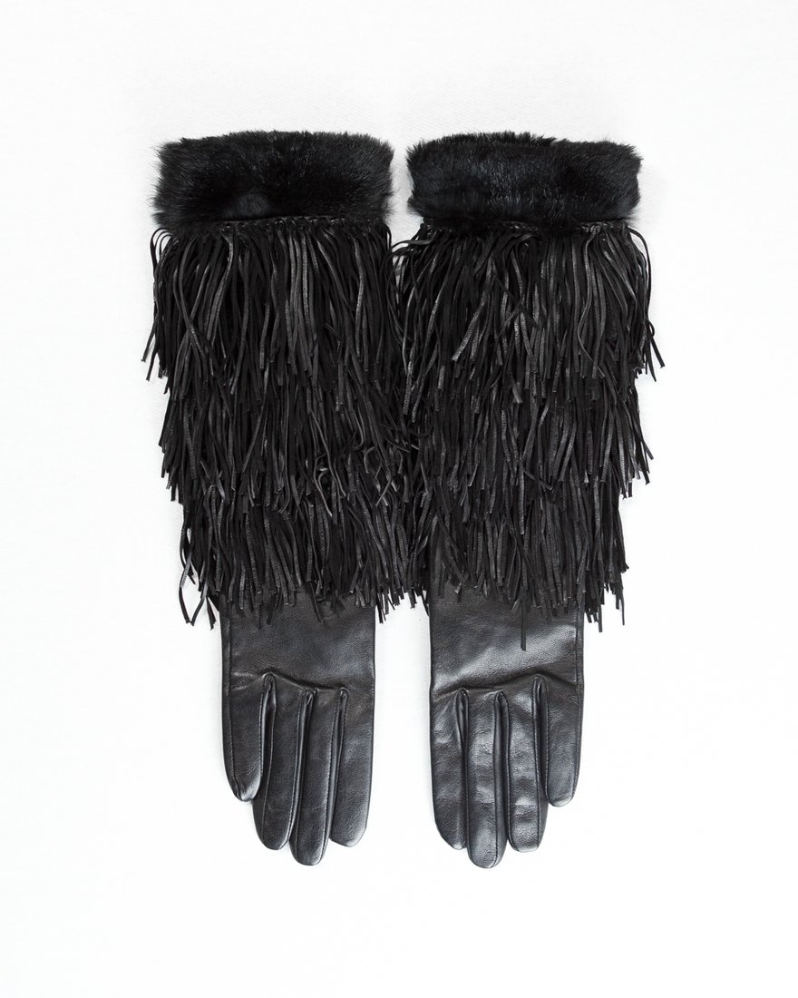 Кожаные перчатки с меховой опушкой www.EkaterinaSmolina.ru