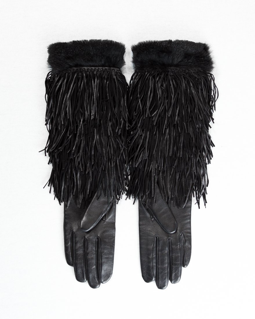 Кожаные перчатки с меховой опушкой www.EkaterinaSmolina.ru