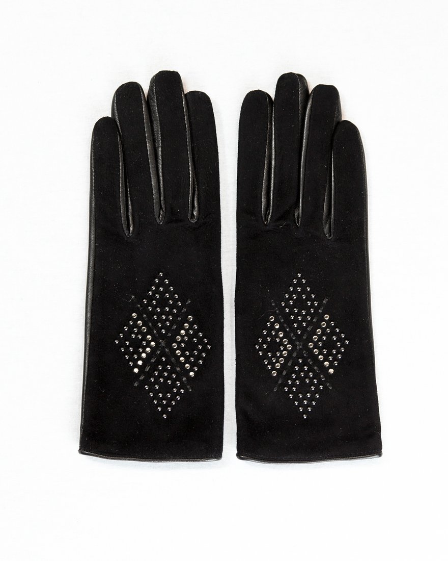 Черные перчатки из кожи и замши www.EkaterinaSmolina.ru