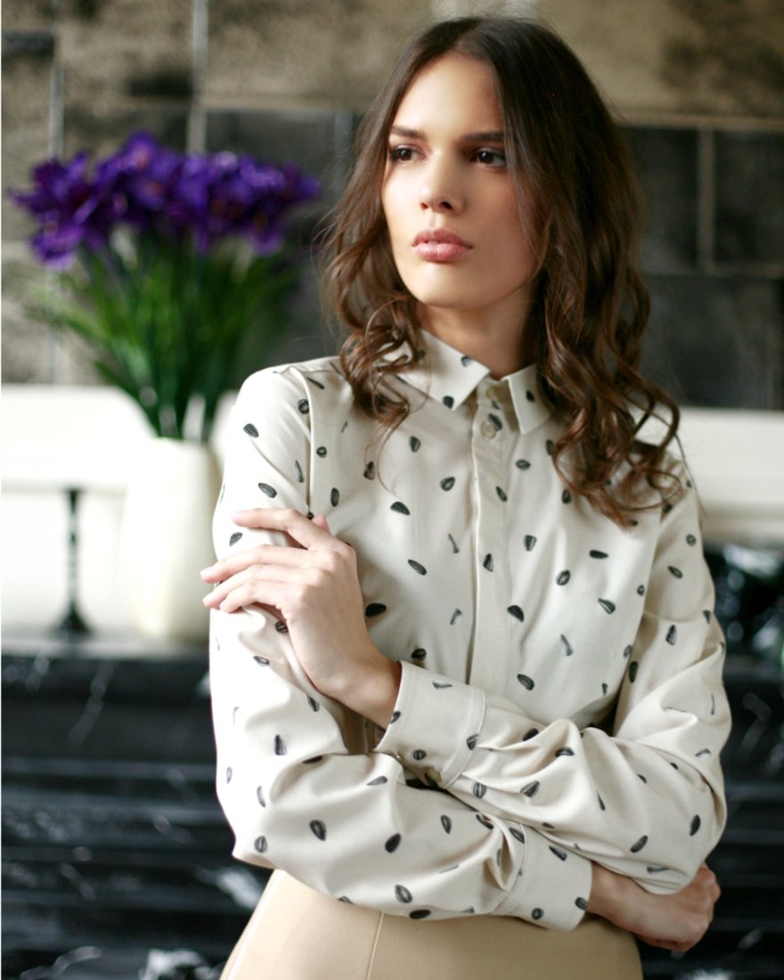 Классическая блуза с принтом "Семена подсолнуха" www.EkaterinaSmolina.ru