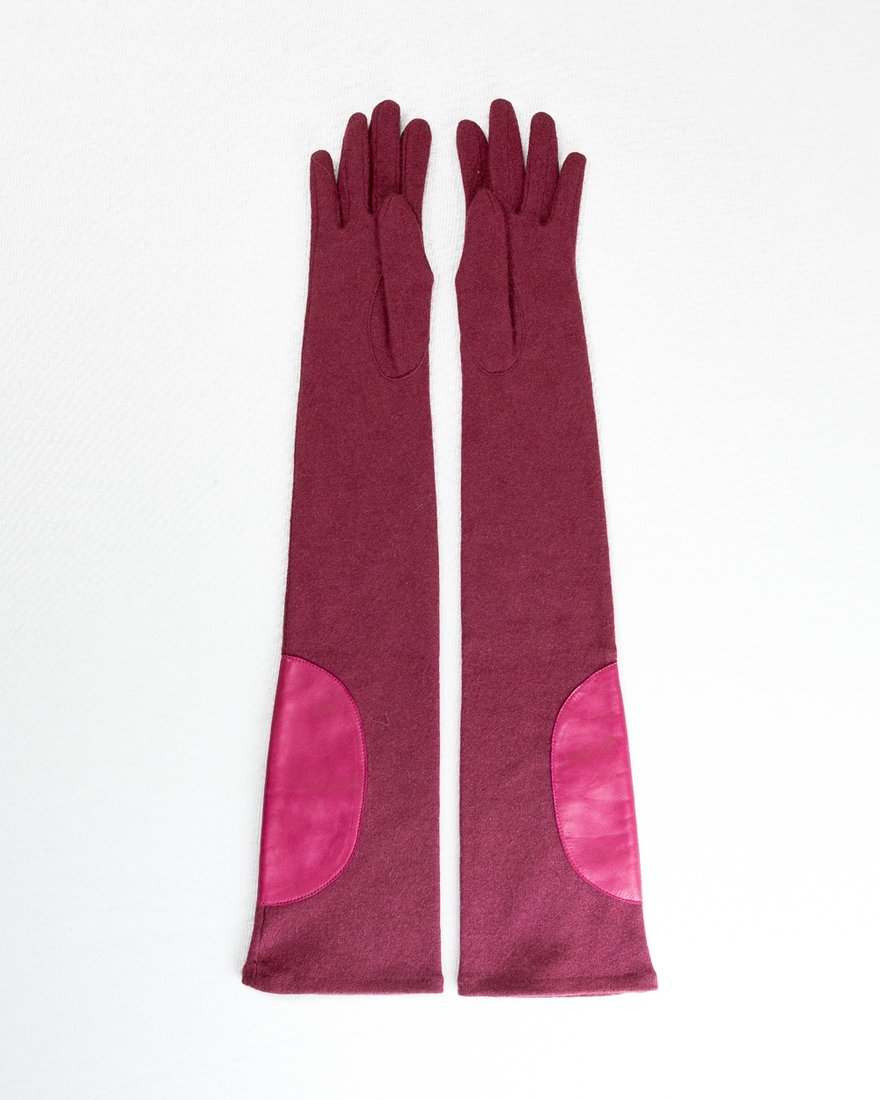 Шерстяные перчатки с кожаными вставками www.EkaterinaSmolina.ru