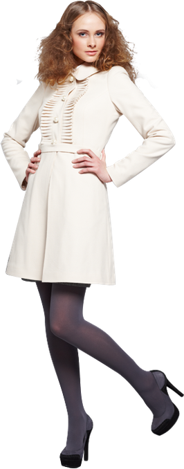 Пальто-платье с плиссе на кокетке, белое