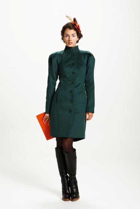 Пальто с рукавом &quot;веер&quot;, изумруд www.EkaterinaSmolina.ru