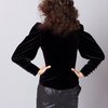 Жакет с пышными рукавами и узким манжетом бархатный, черный