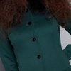 Пальто с юбкой из складок, с меховым воротником, зеленое.