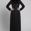 Пальто длины maxi с плиссированной юбкой черное