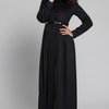 Пальто длины maxi с плиссированной юбкой черное