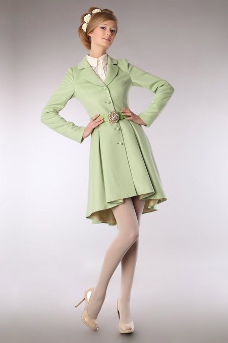 Пальто-камзол из кашемира, светло-зелёного цвета
