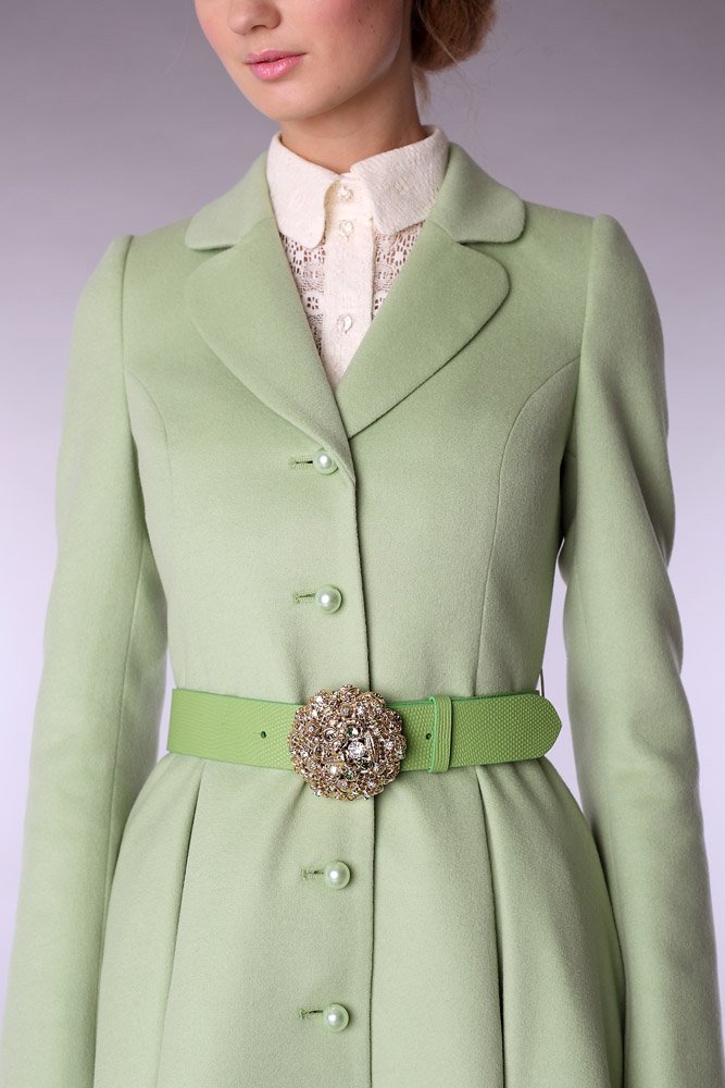 Пальто-камзол из кашемира, светло-зелёного цвета