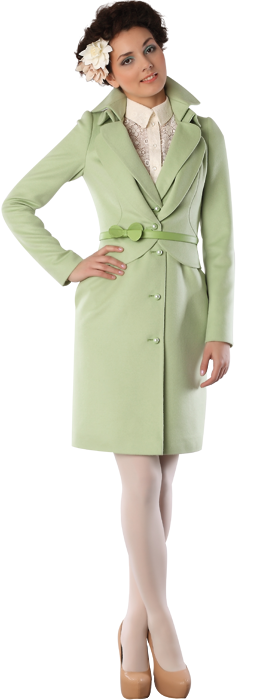 Пальто с двойным воротником, светло-зелёного цвета
