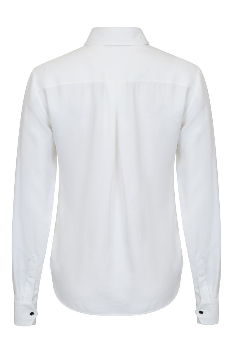 Блуза белая с фигурным воротником