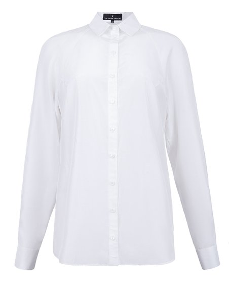 Блуза с фигурной линией низа молочного цвета