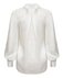 Блуза белого цвета со сборкой и пышным рукавом www.EkaterinaSmolina.ru