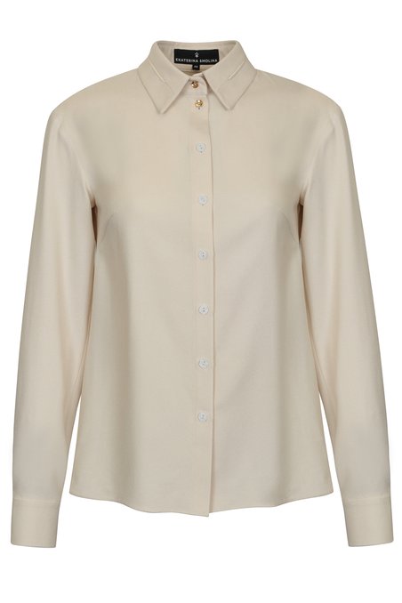 Блуза цвета с крем-брюле с золотистой плиссировкой