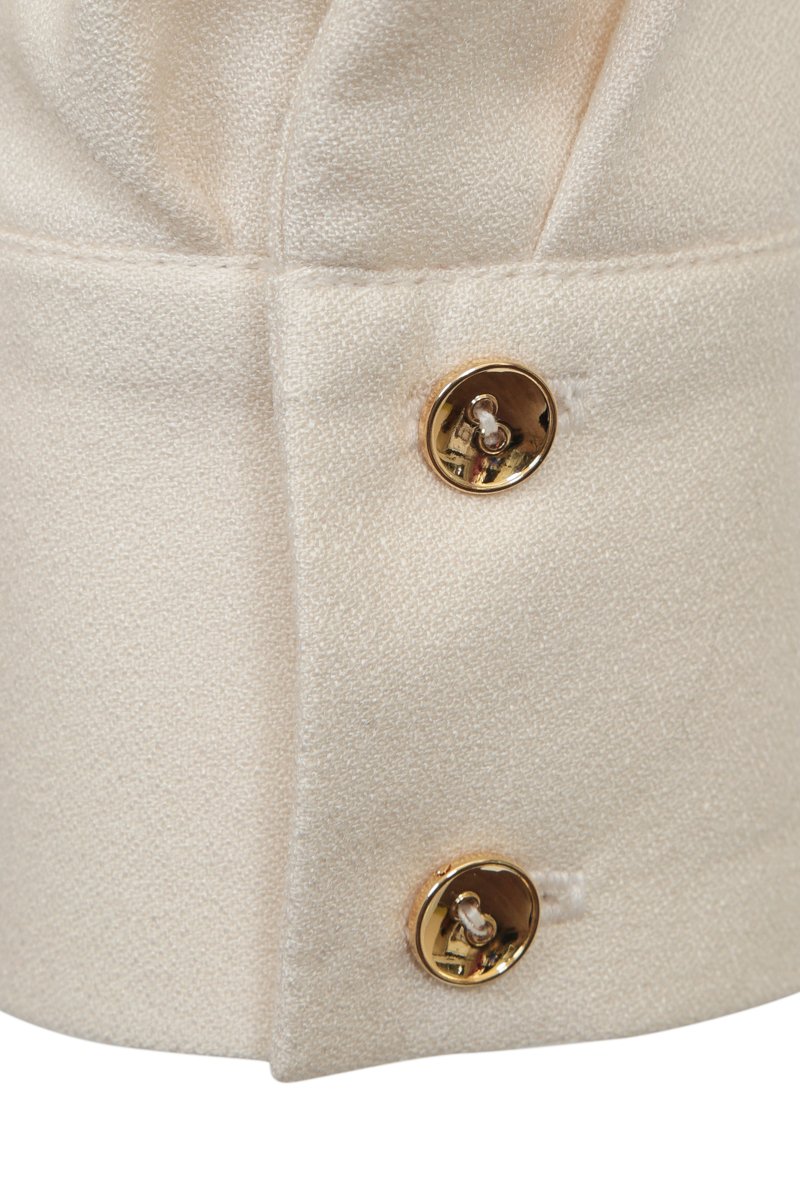 Блуза цвета крем-брюле с золотой вставкой плиссе на спинке
