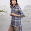 Блуза из клетчатой ткани с удлиненной спинкой