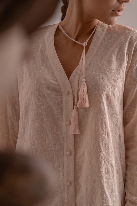 Блуза мандаринового цвета на пуговицах