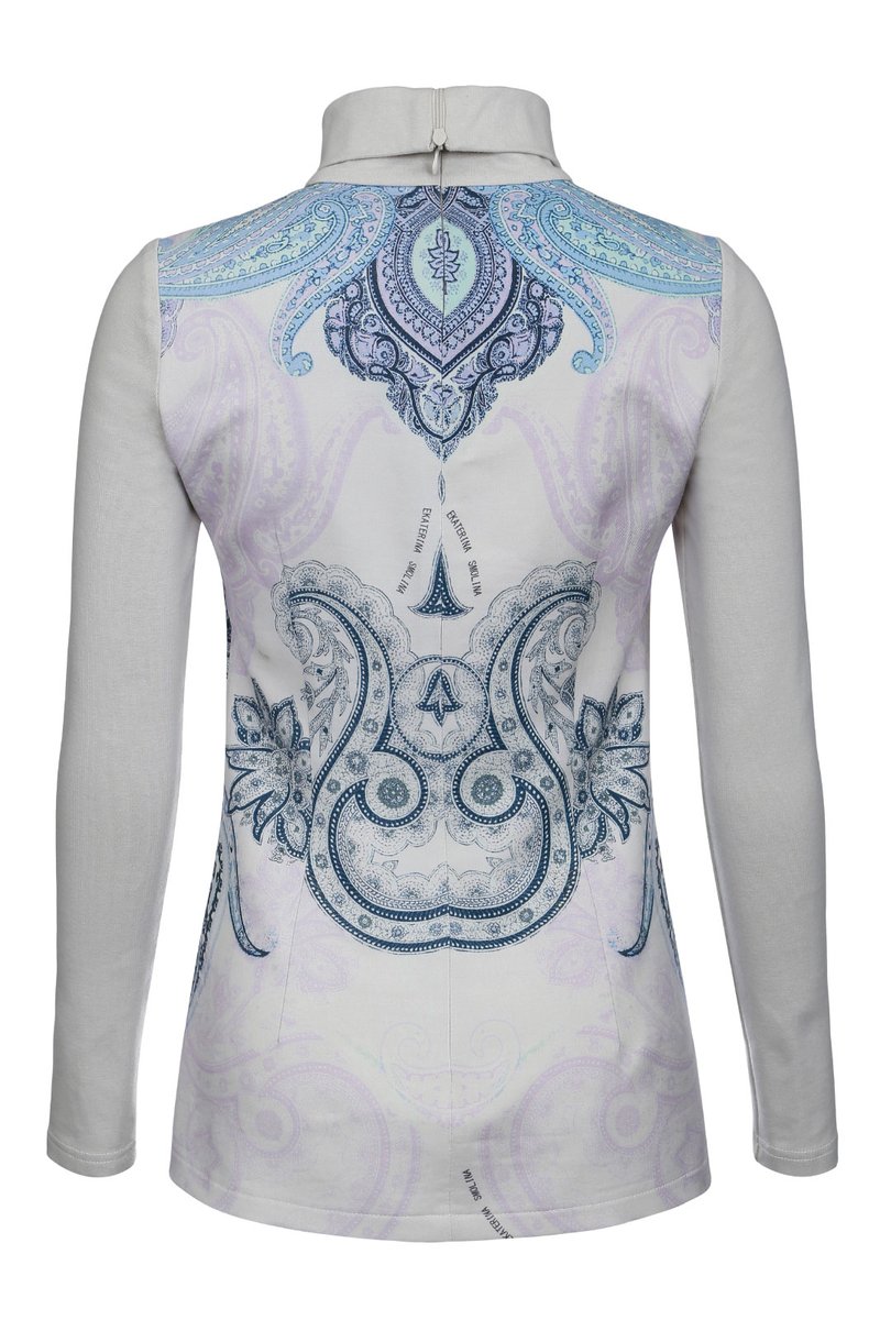 Блуза удлиненная из комбинированной ткани