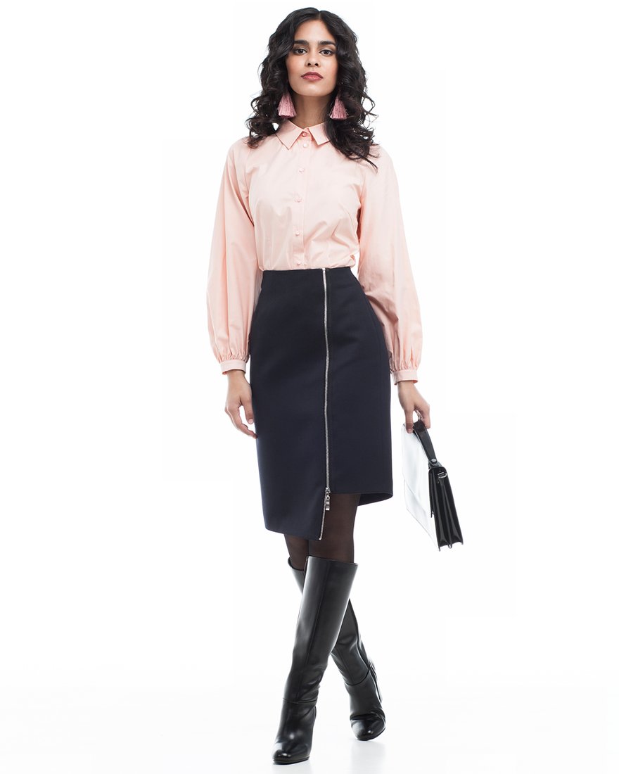 Персиково-розовая блуза с объемными рукавами www.EkaterinaSmolina.ru