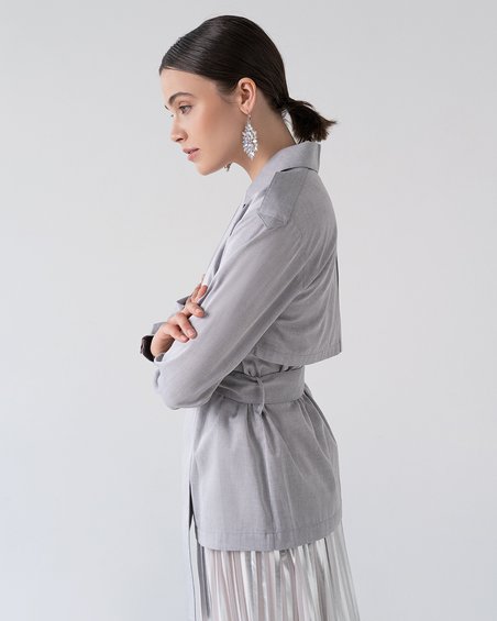 Блуза с широким ремнем бирюзового цвета