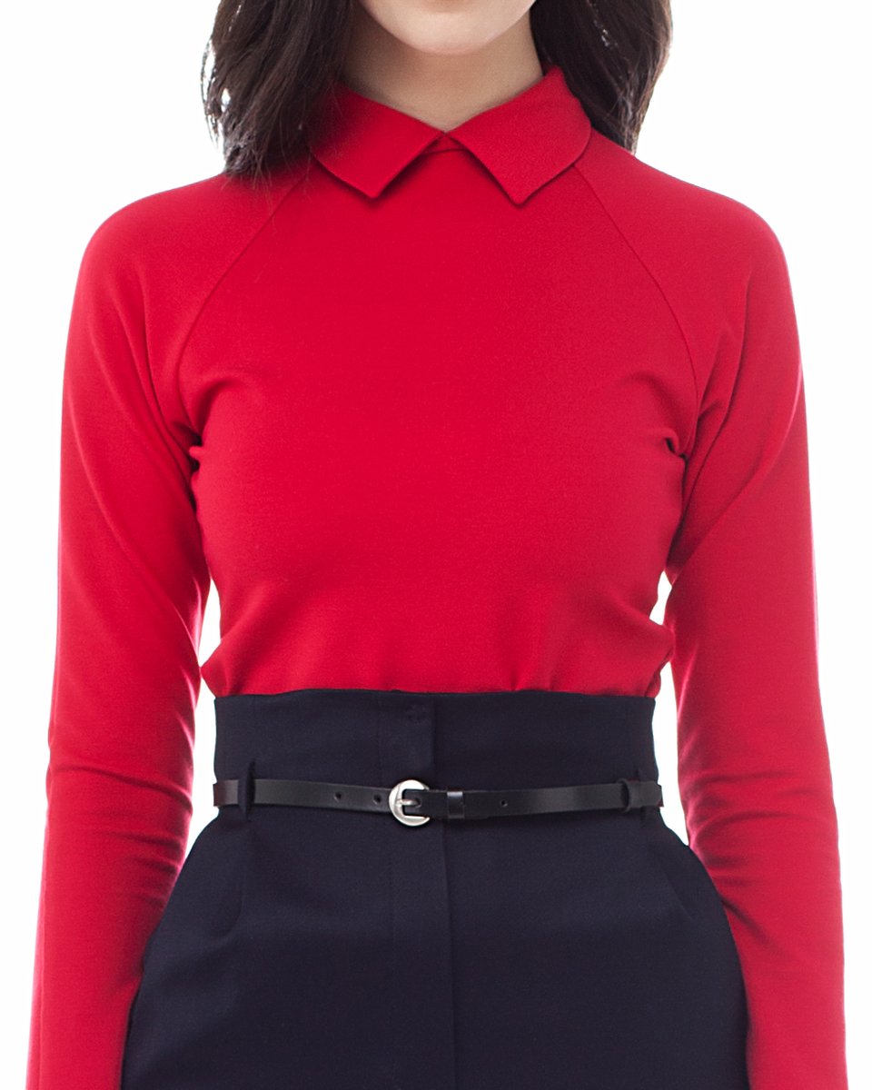 Блуза трикотажная с рукавом-реглан,  красная