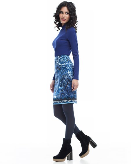 Блуза трикотажная с рукавом-реглан, синяя