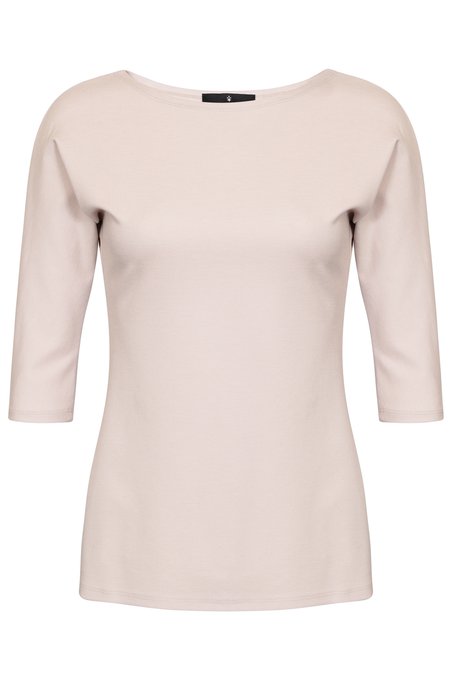 Блуза трикотажная с вырезом-лодочка, светло-бежевого цвета