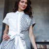 Блуза удлиненная  с рисунком "отпечатки пальцев", белого цвета