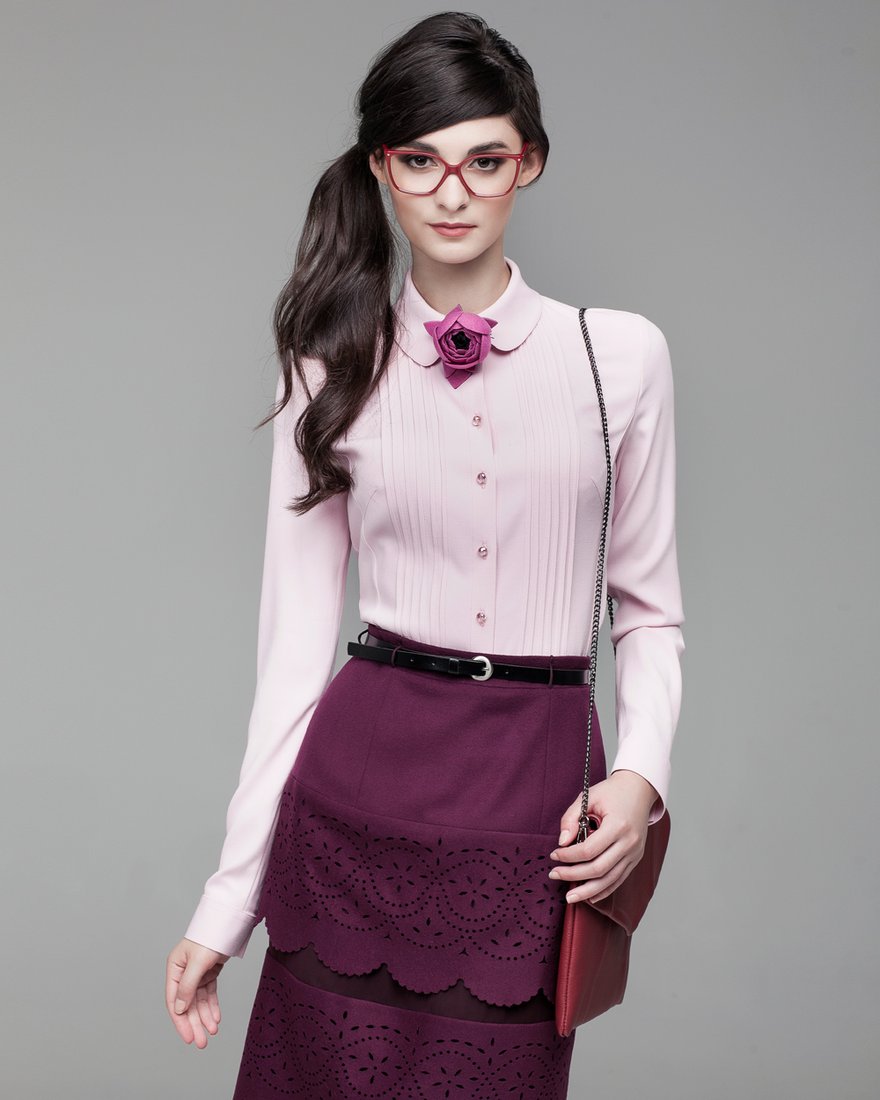 Блуза нежно-розового цвета с отстрочкой www.EkaterinaSmolina.ru