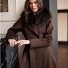 Зимнее пльто с юбкой-солнце коричневого цвета