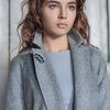 Серый кардиган с длинными лацканами