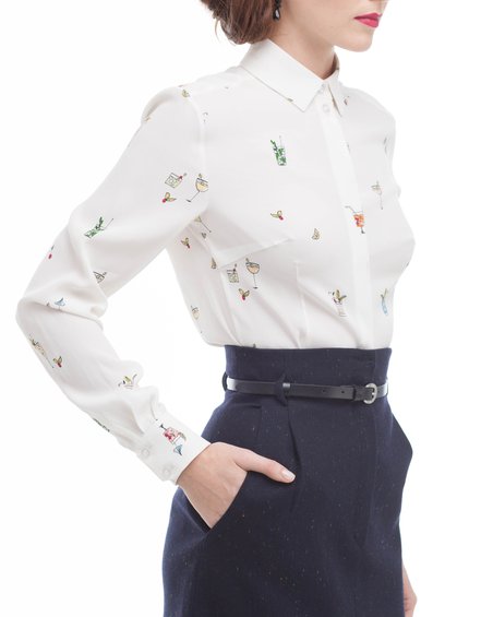 Классическая блуза с принтом "коктейли"