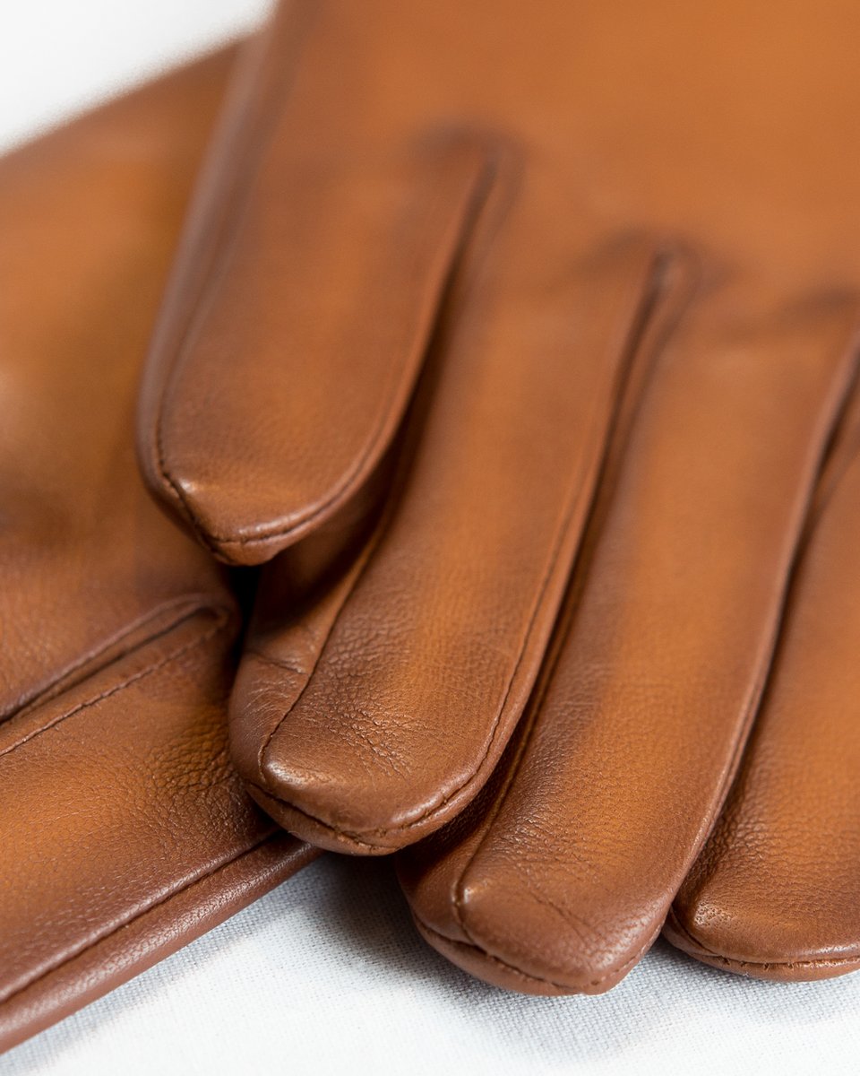 Кожаные перчатки цвета "охра"