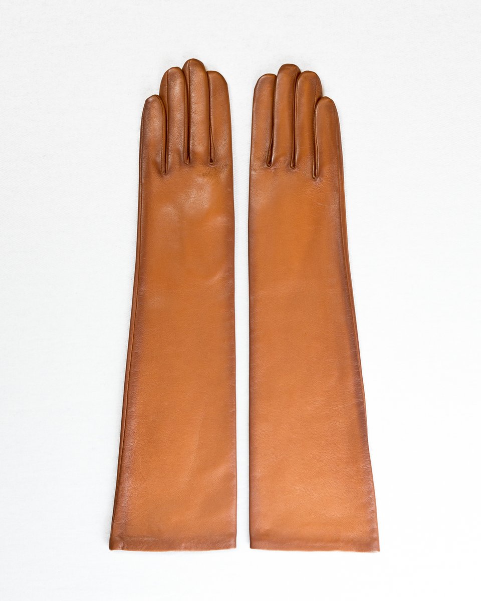 Кожаные перчатки цвета "охра"