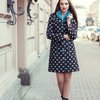 Пальто А-силуэта с воротником из меха норки