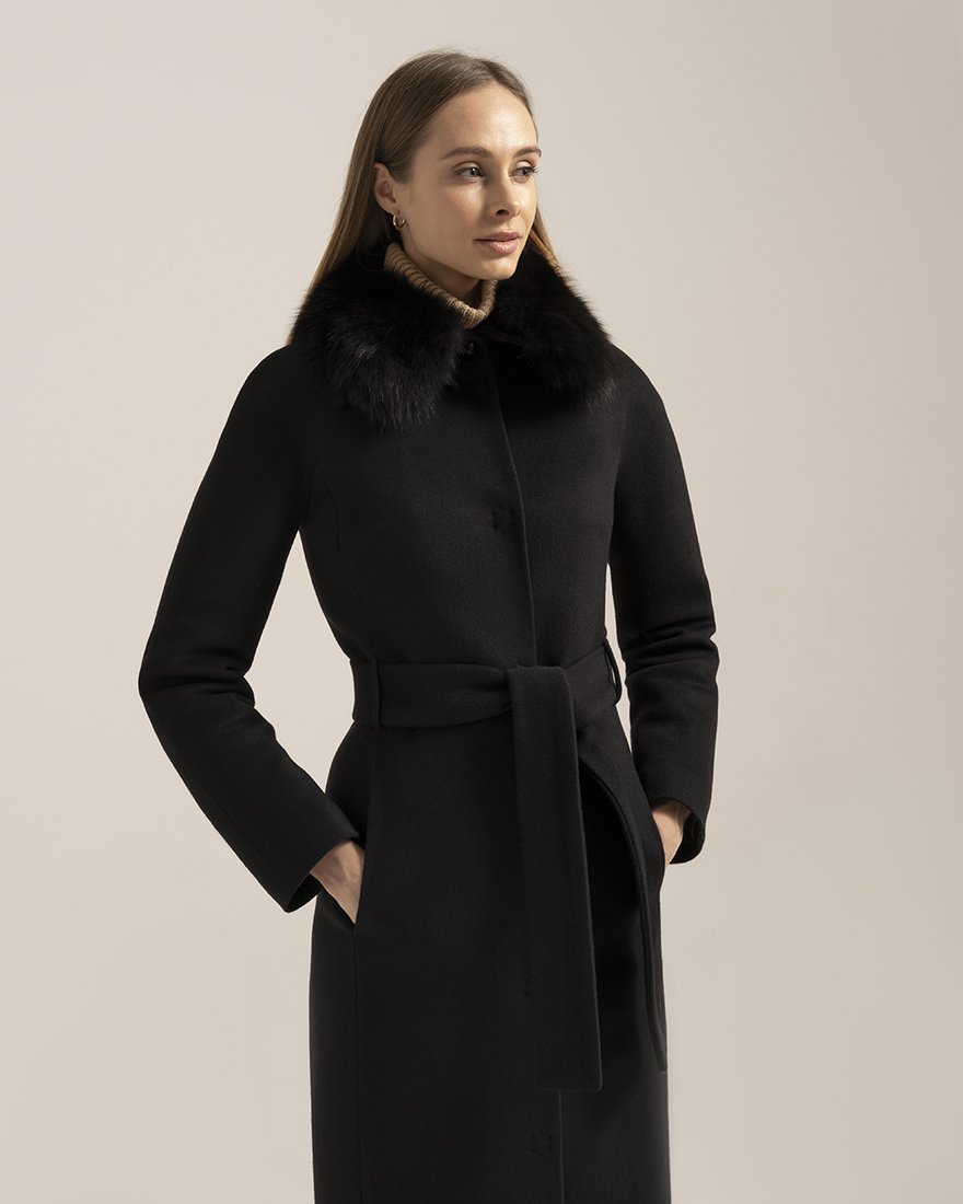 Пальто из премиальной шерсти с мехом www.EkaterinaSmolina.ru
