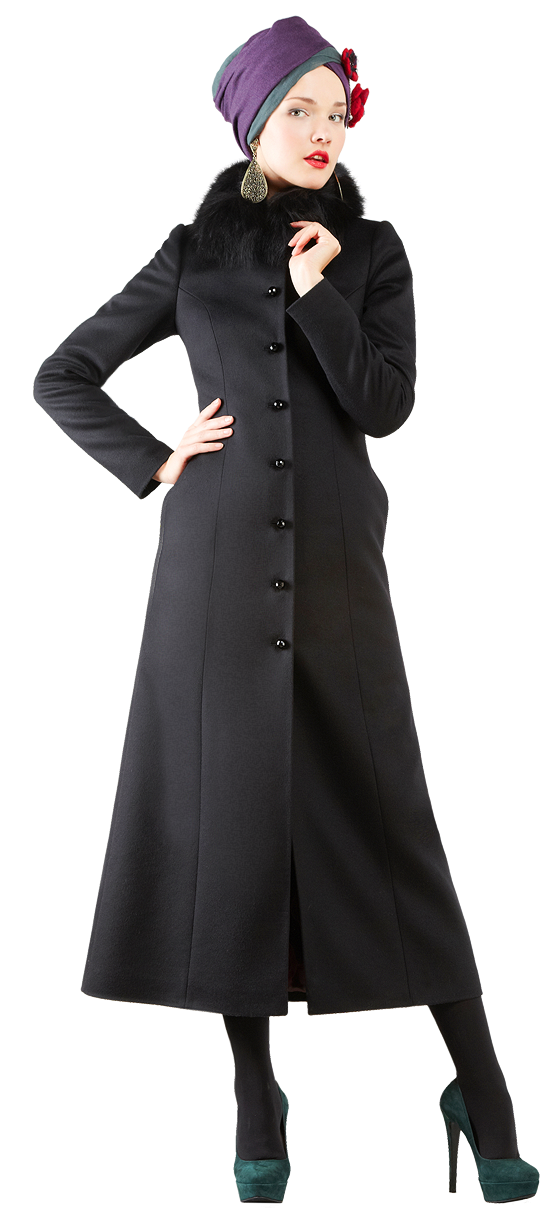 Пальто длиной в пол, черного цвета www.EkaterinaSmolina.ru