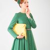 Пальто "Ekaterina Smolina" приталенного силуэта, с пышной юбочкой, зеленое
