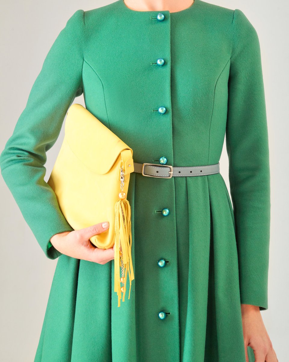 Пальто "Ekaterina Smolina" приталенного силуэта, с пышной юбочкой, зеленое 