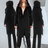 Зимнее пальто с трикотажным капюшоном