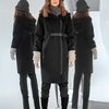 Зимнее пальто с трикотажным капюшоном