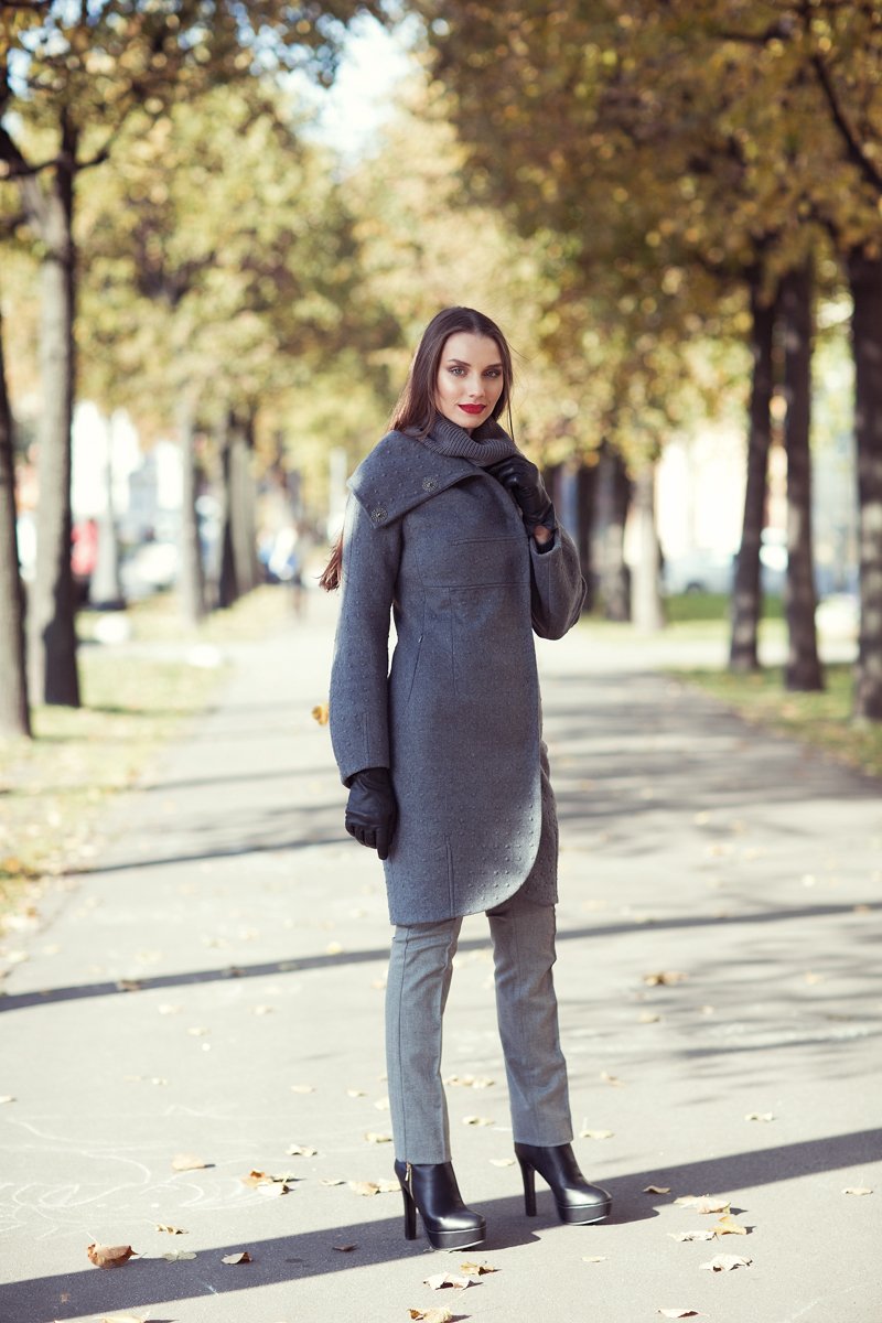 Пальто из фактурной шерсти, цвет серый. www.EkaterinaSmolina.ru