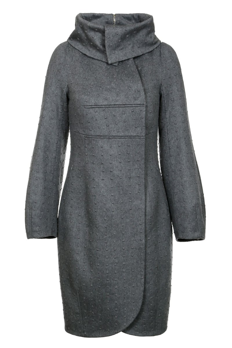 Пальто из фактурной шерсти, цвет серый.