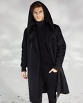 Мужское пальто с трикотажным капюшоном черного цвета