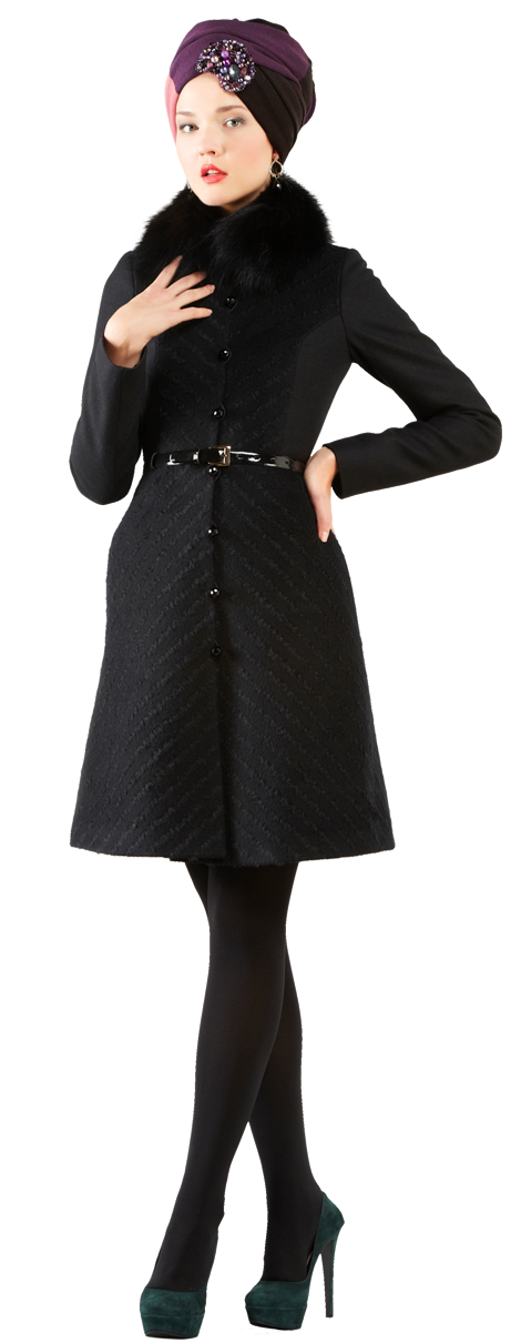 Пальто с диагональным рисунком, черного цвета www.EkaterinaSmolina.ru