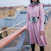 Пальто с юбкой солнце розового цвета с узором"елочка"