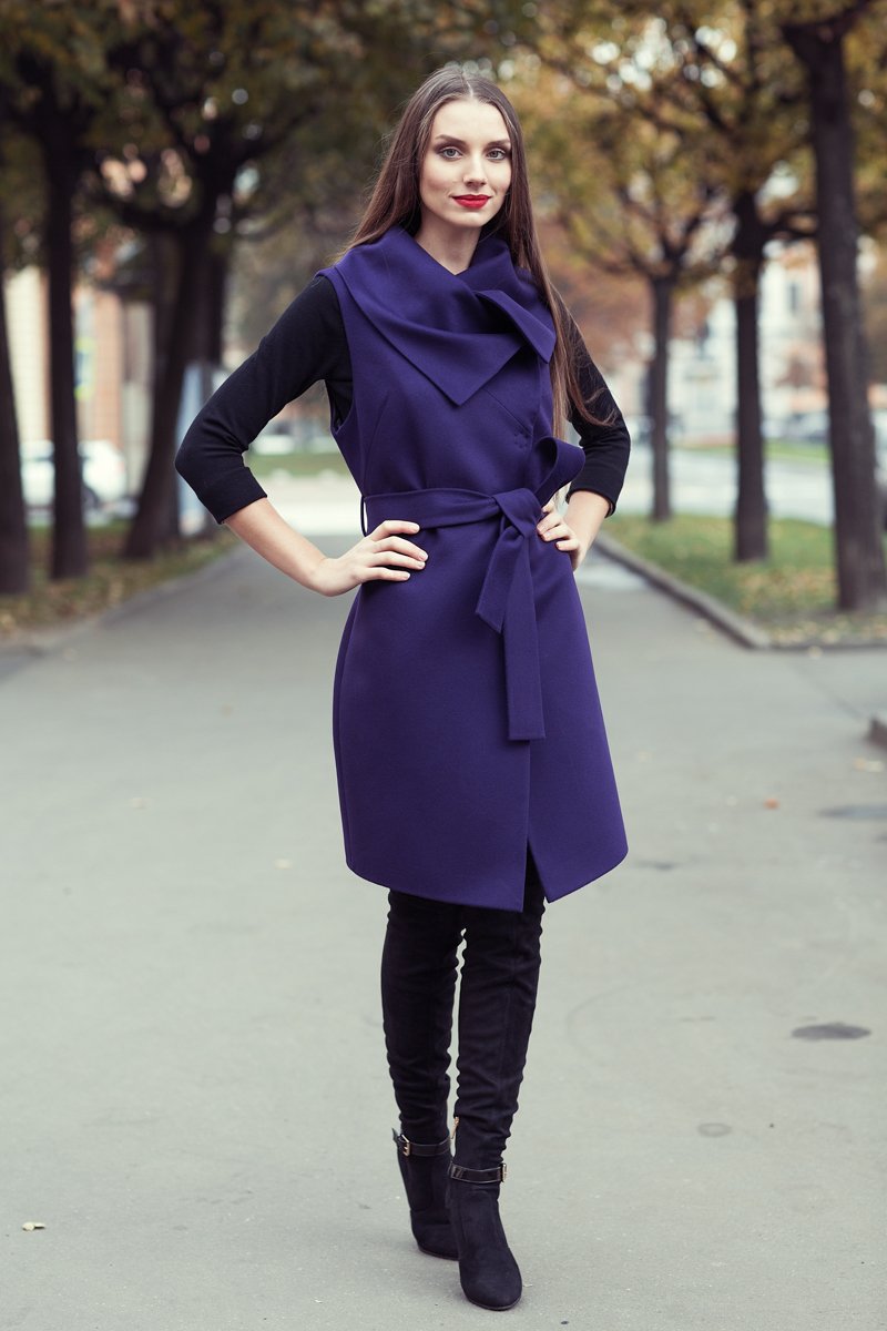 Пальто прямого силуэта со съемным жилетом www.EkaterinaSmolina.ru