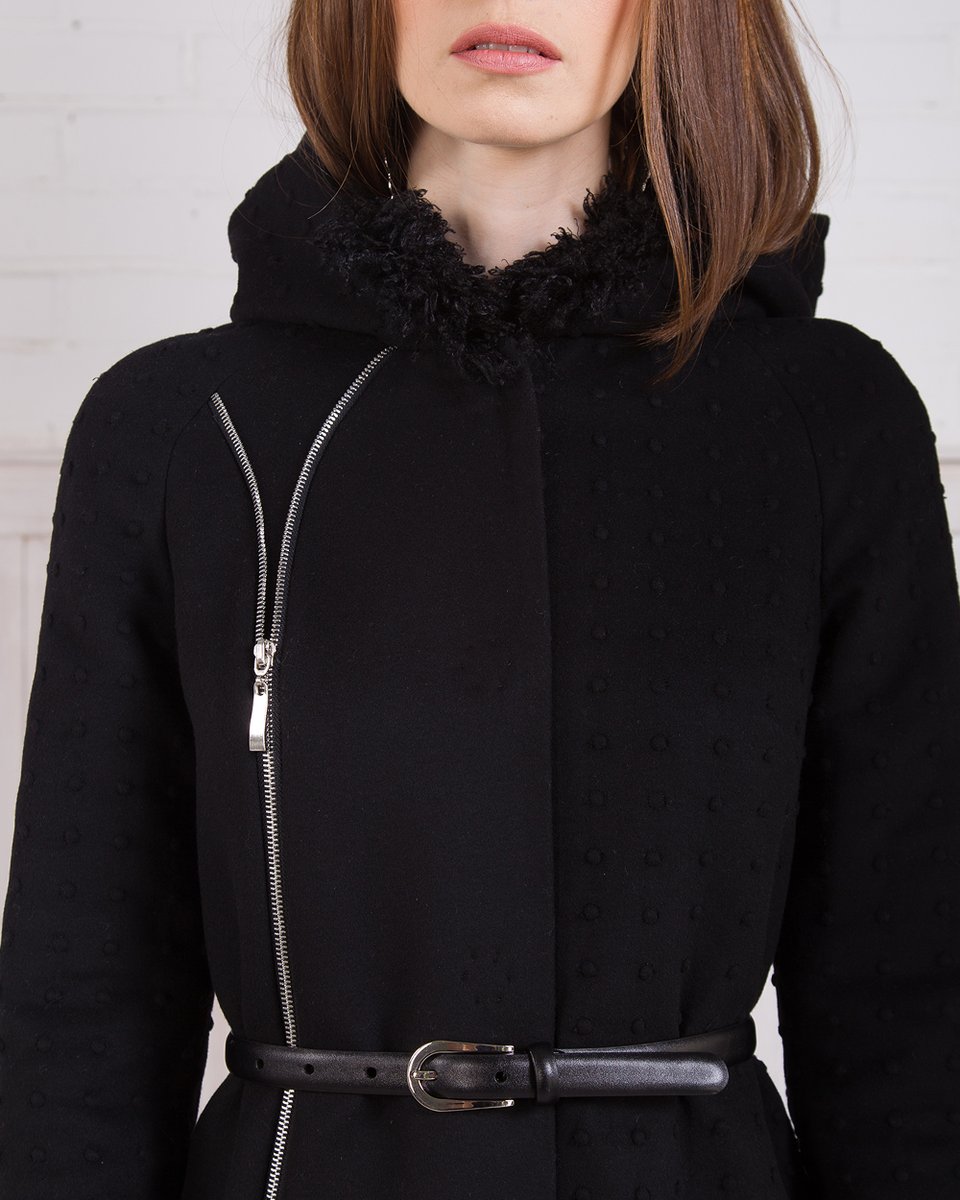 Пальто-трансформер с капюшоном, черное.