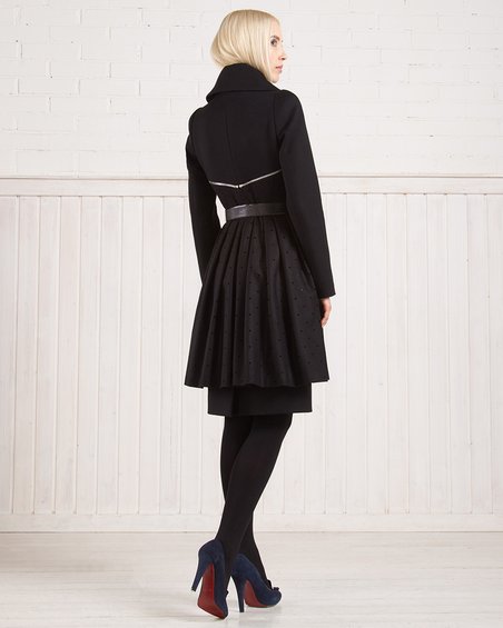 Пальто-трансформер с пристегивающейся юбкой и корсетом, черное.