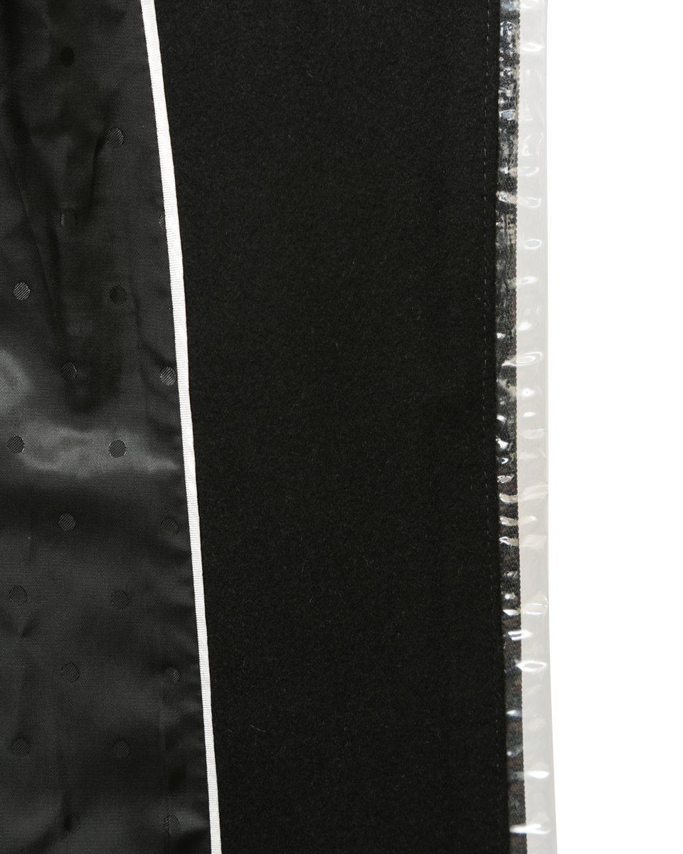 Пальто в спортивном стиле из драпа с прозрачными вставками, черного цвета